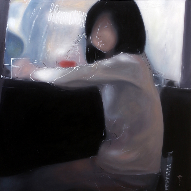 Banasik, Marcin Filip, The Pink Drink, 2016, olej na płótnie, 76x76 CM