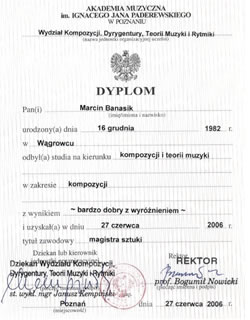 Dyplom Magisterski Marcina Banasika.